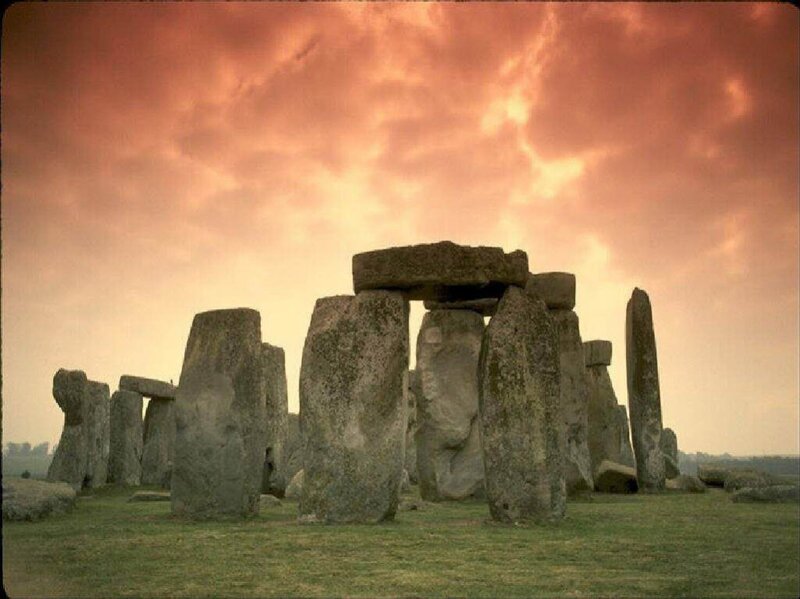 Stonehenge at Sunset — Orange, Dramatic, Photograph, Stones