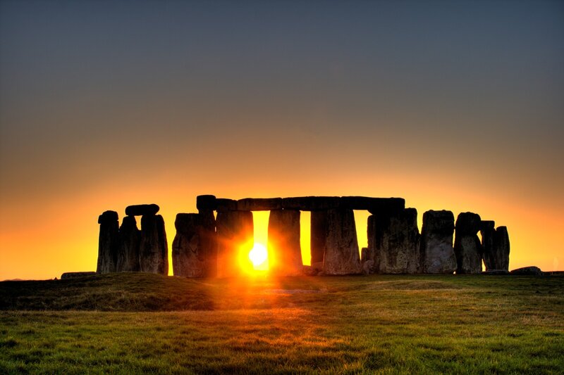 Stonehenge at Sunset — Orange, Dramatic, Photograph, Sun