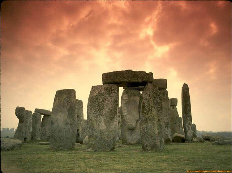 Stonehenge at Sunset — Orange, Dramatic, Photograph
