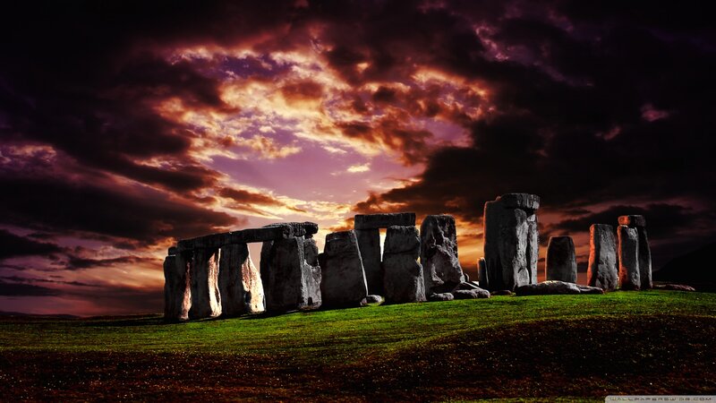 Stonehenge at Sunset — Purple, Dramatic, Photograph