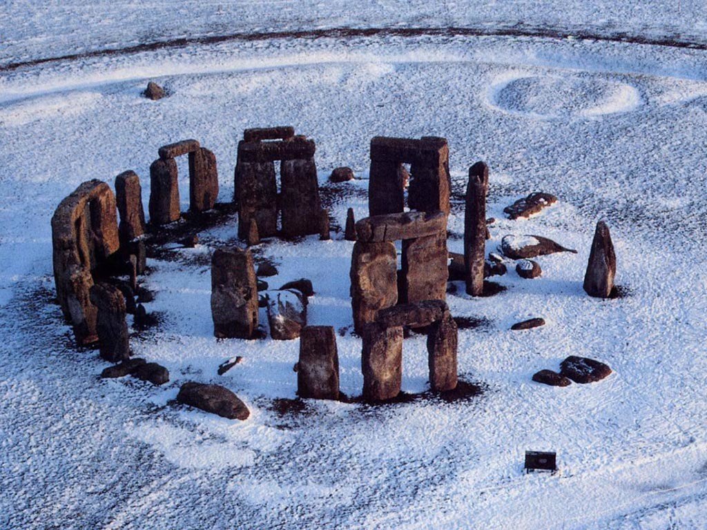 Stonehenge in winter snow