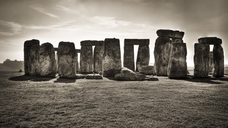 Stonehenge Monument — Black, Dramatic, Sunset, Photograph