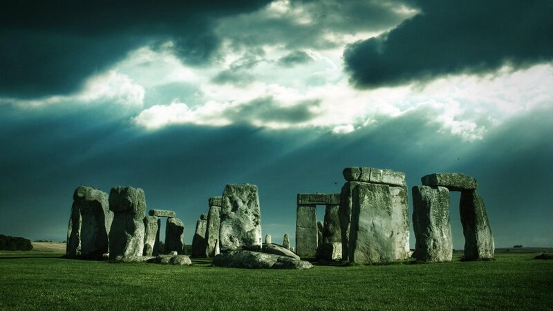 Stonehenge Monument — Green, Dramatic, Afternoon, Photograph, Grass Field