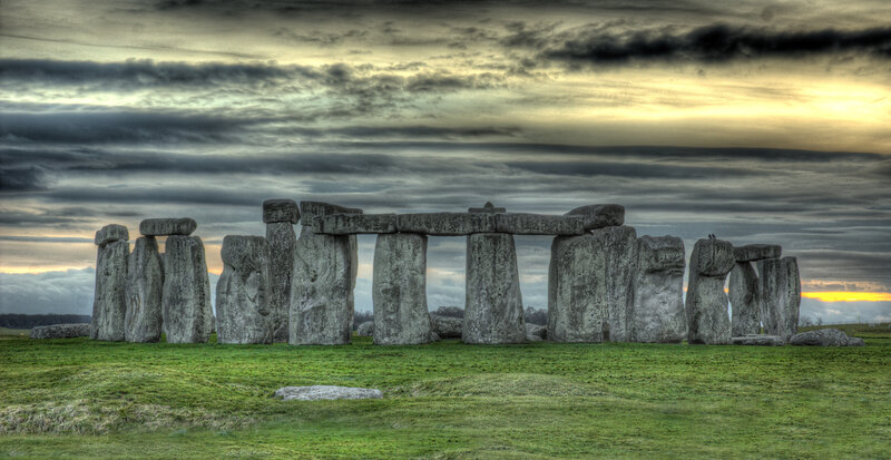 Stonehenge Monument — Green, Dramatic, Sunset, Photograph