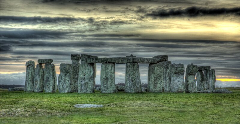 Stonehenge Monument — Green, Dramatic, Sunset