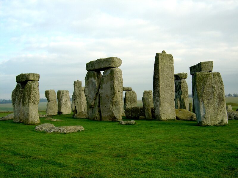Stonehenge Monument — Green, Serene, Afternoon, Photograph, Grass, Sky, Stones, Gray