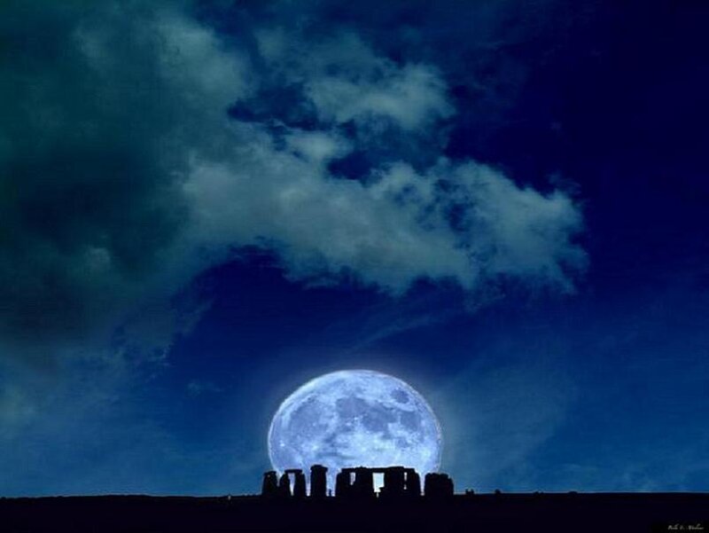 Stonehenge under a full moon