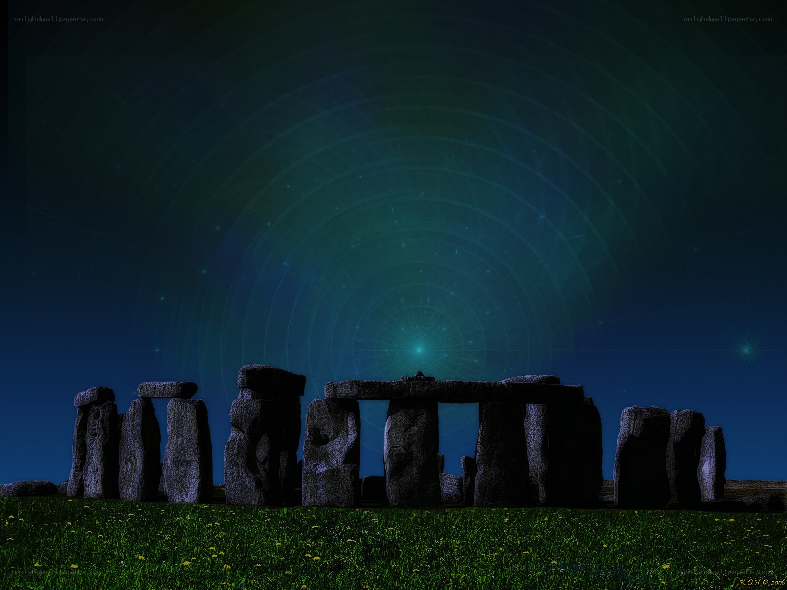 Stonehenge under a starry sky