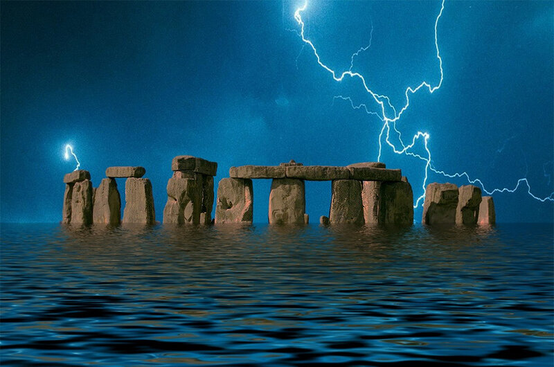 Stonehenge under lightning storm
