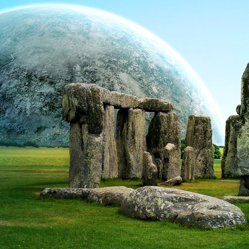 Stonehenge with alien planet