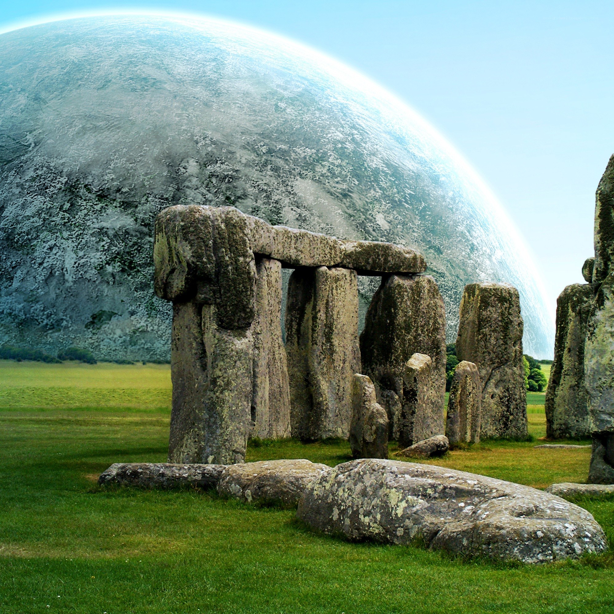 Stonehenge with alien planet