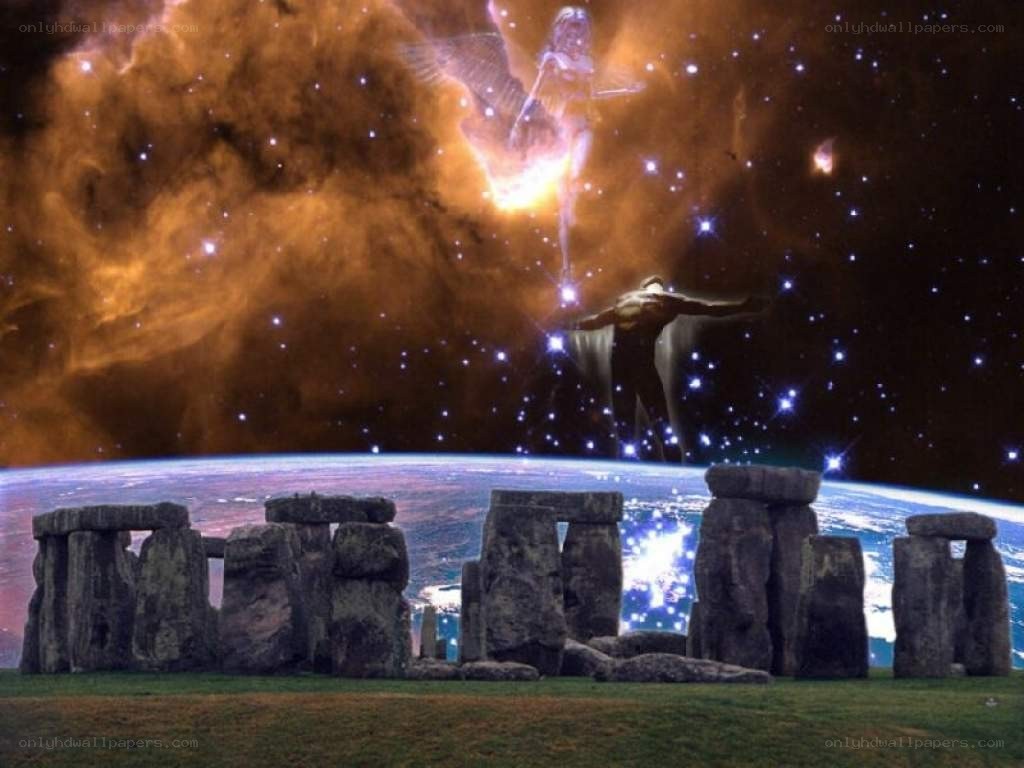 Stonehenge with celestial figures