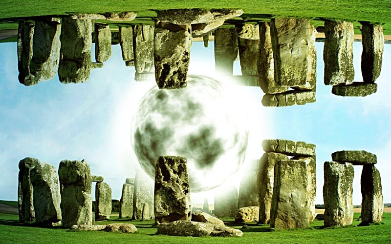 Stonehenge with inverted sky