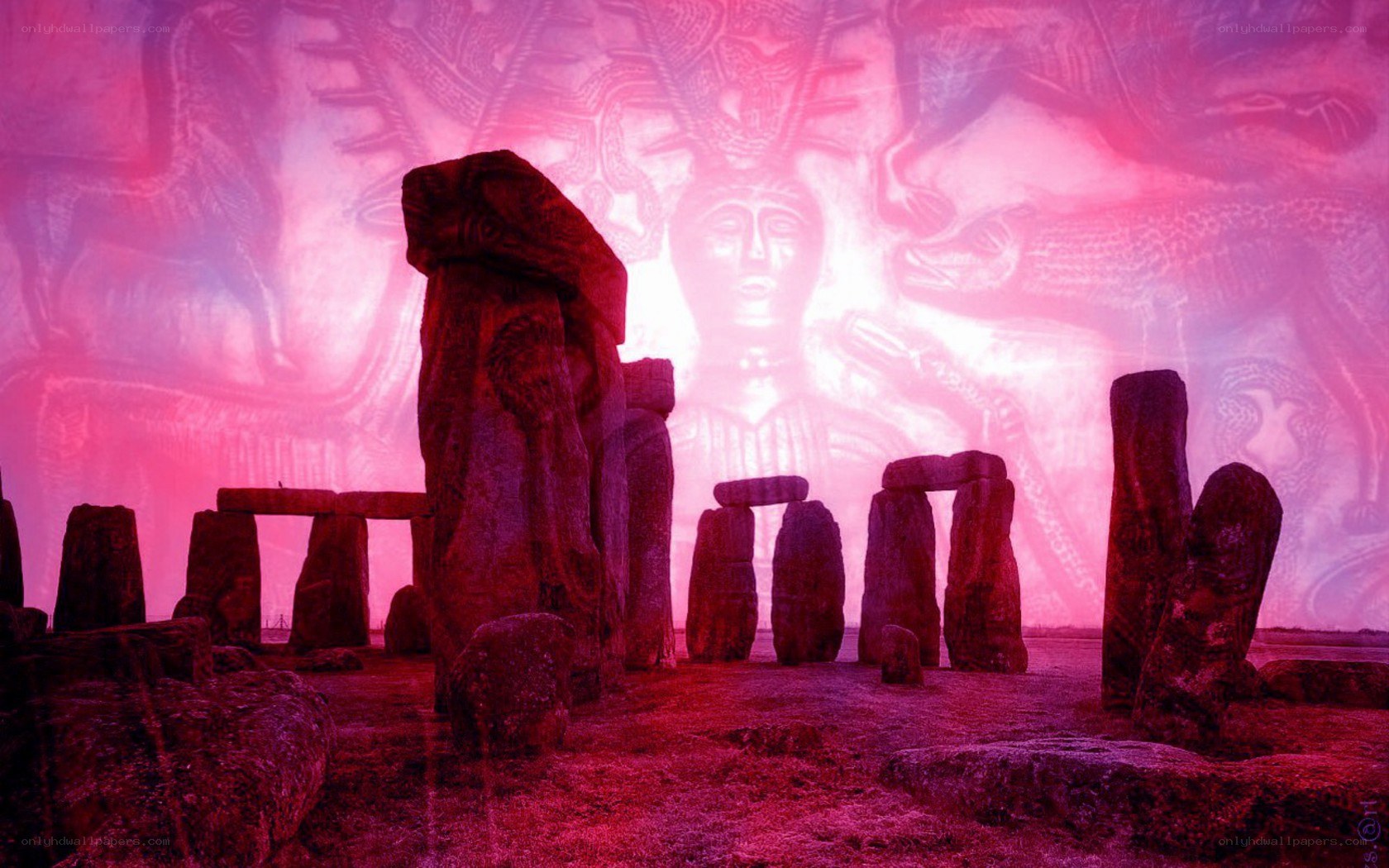 Stonehenge with projected art