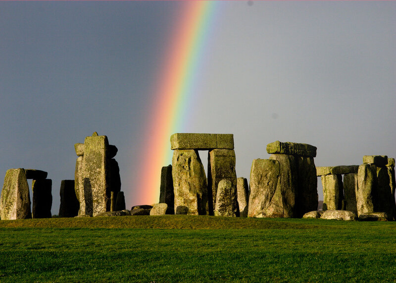 Stonehenge with rainbow