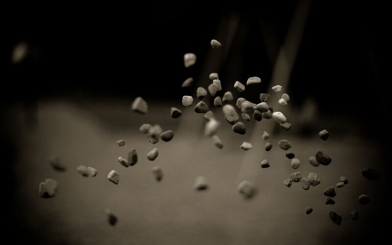 stones suspended in air