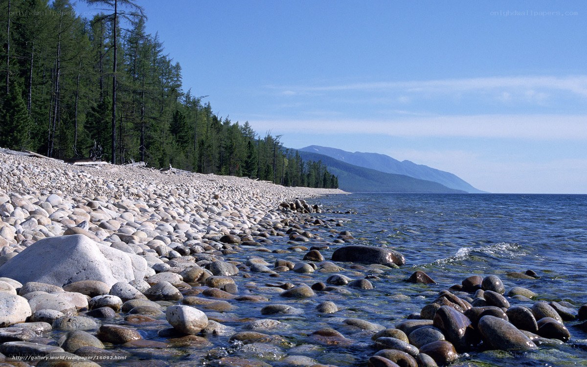 Stony beach along Lake Baikal