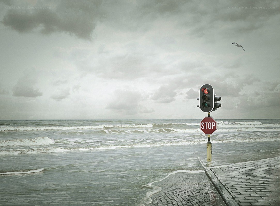 Stop sign at the beach