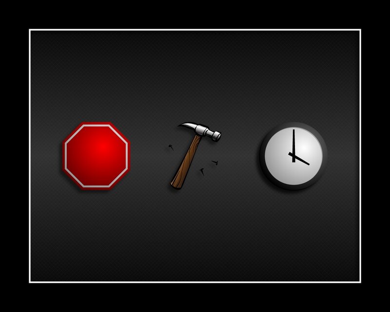 Stop Sign Hammer Clock — Black