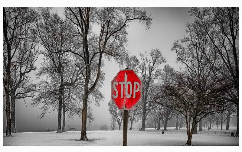Stop Sign in Snow