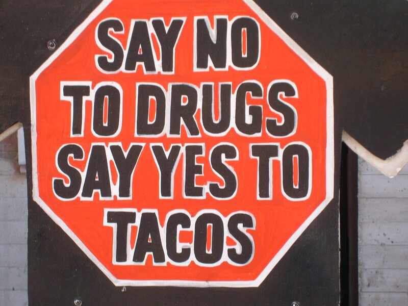 stop sign with humorous message