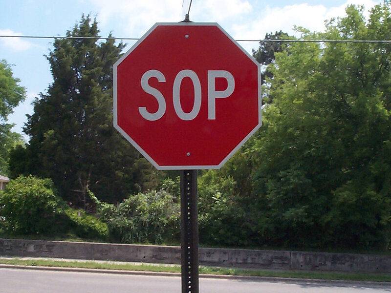 Stop sign with Sop text