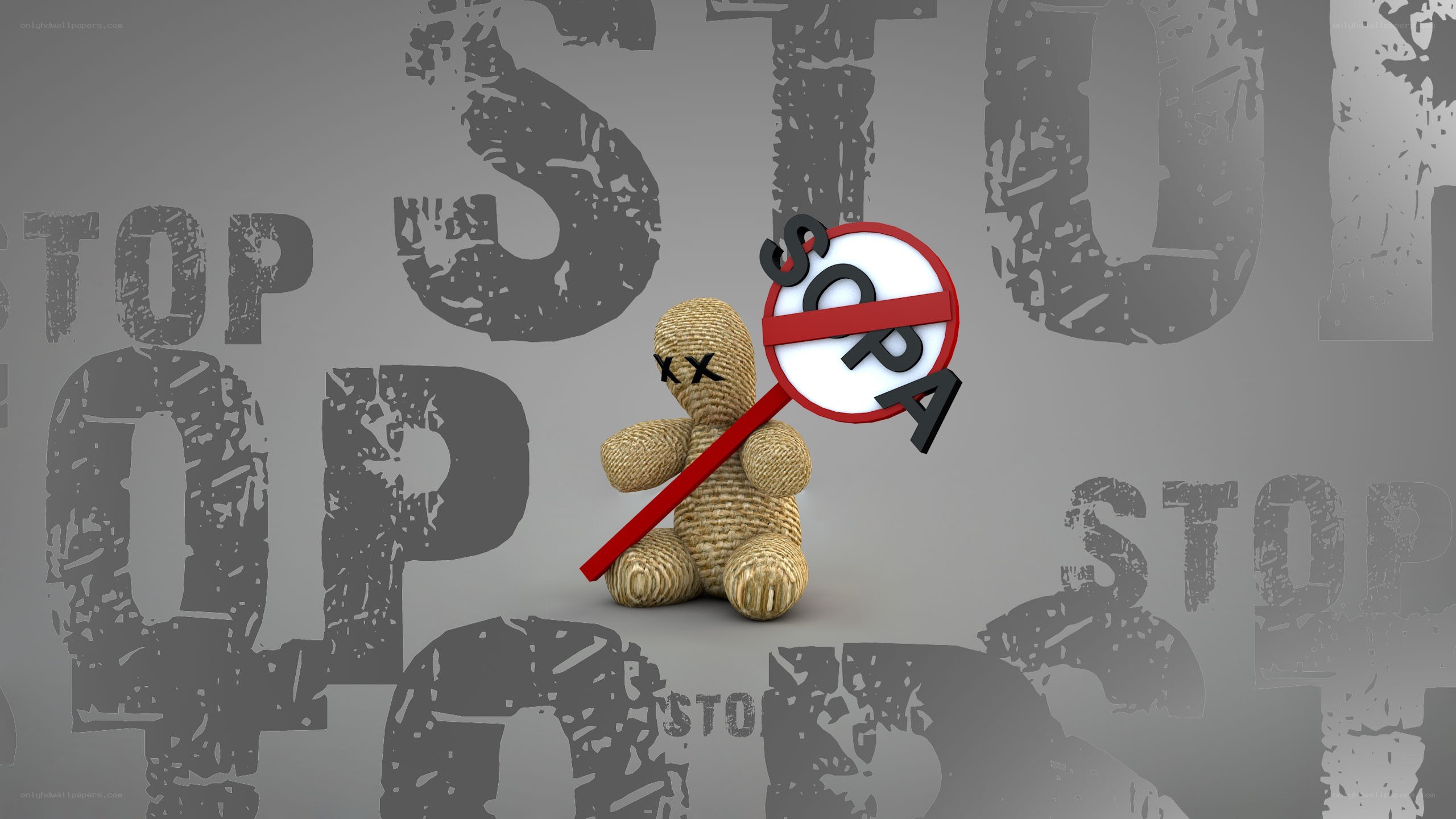 Stop SOPA sign with voodoo doll