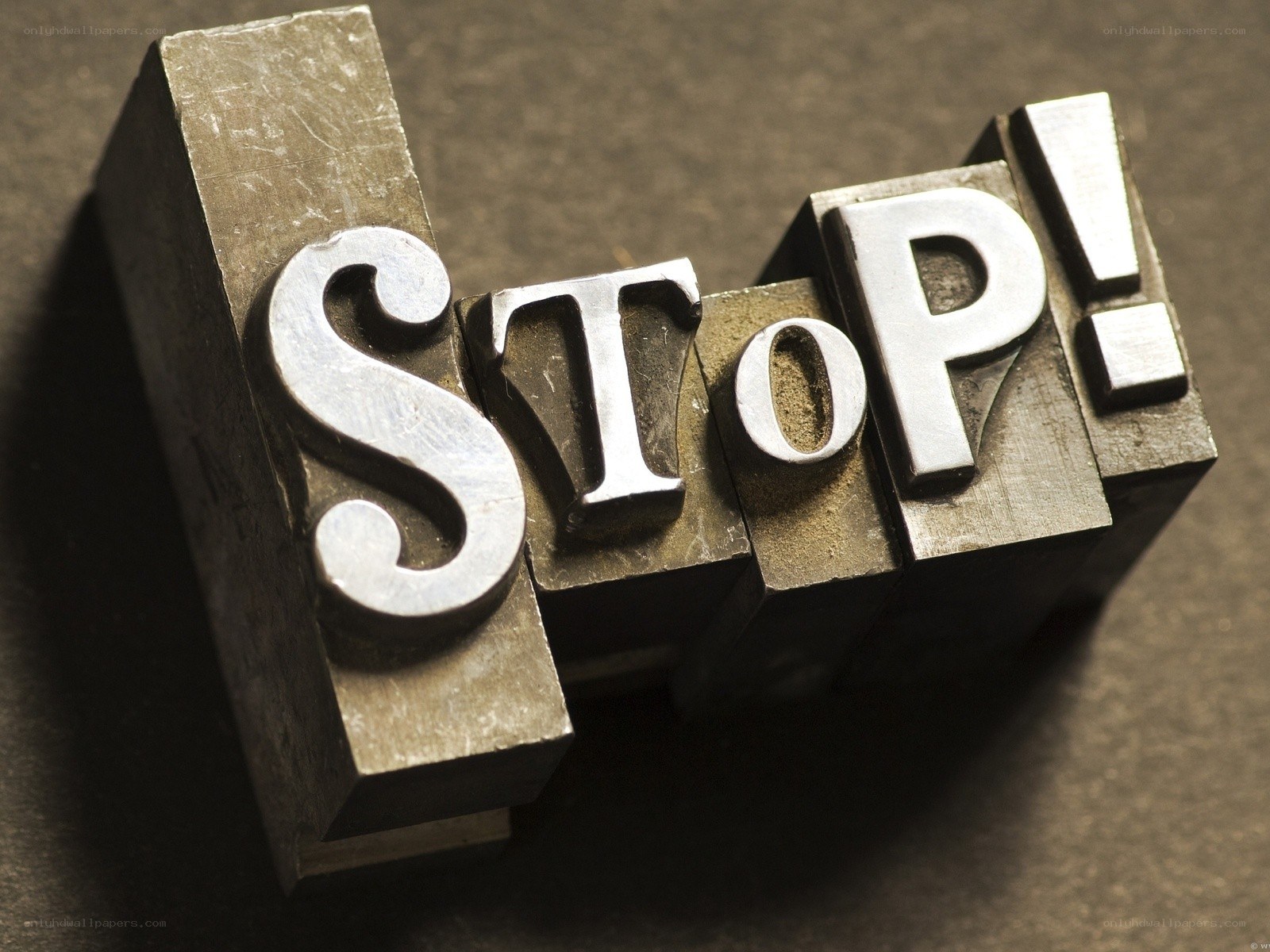 Stop word in metal type