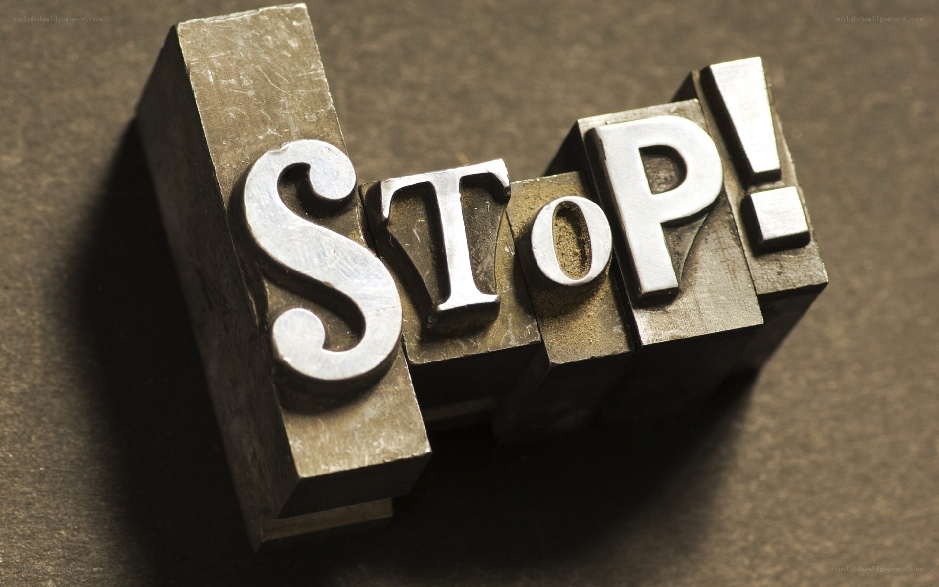 Stop word in metal type
