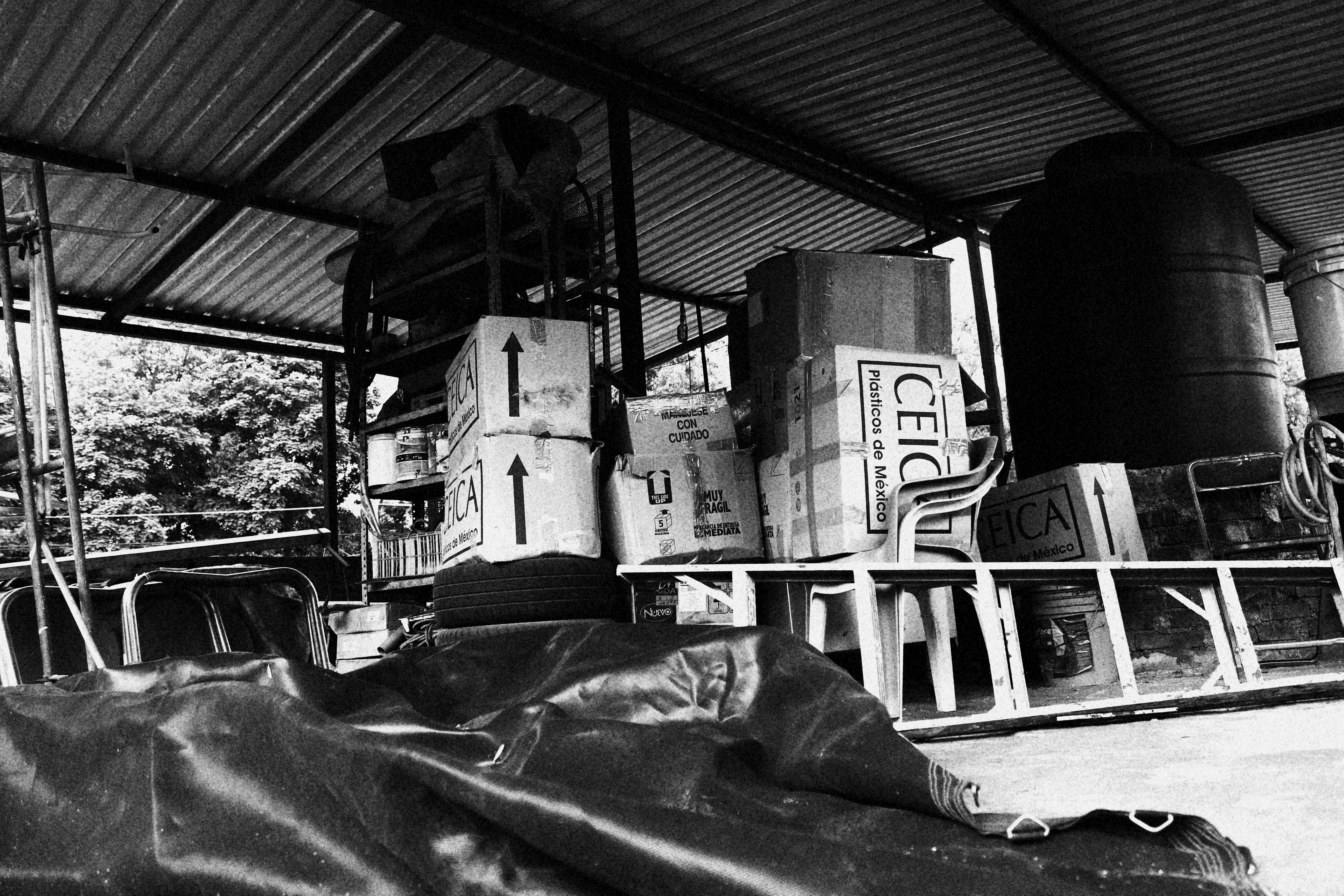 Storage area with boxes and supplies