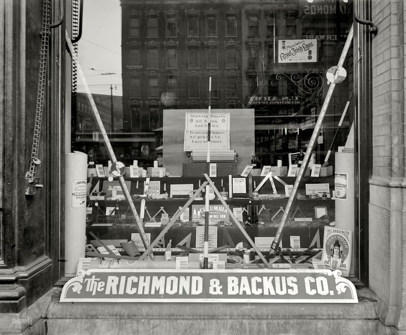 Store window display of stationery