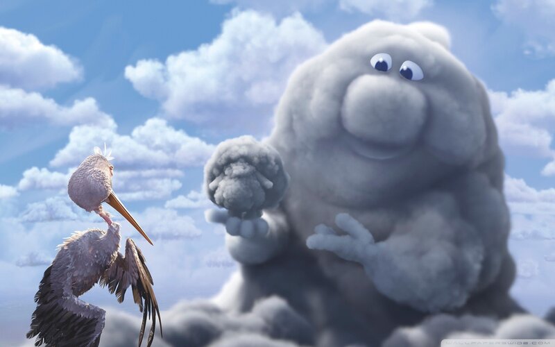 Stork and Cloud Creature — Blue