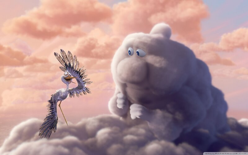 Stork and Cloud Creature — Pink