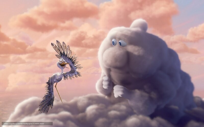 Stork and cloud creature