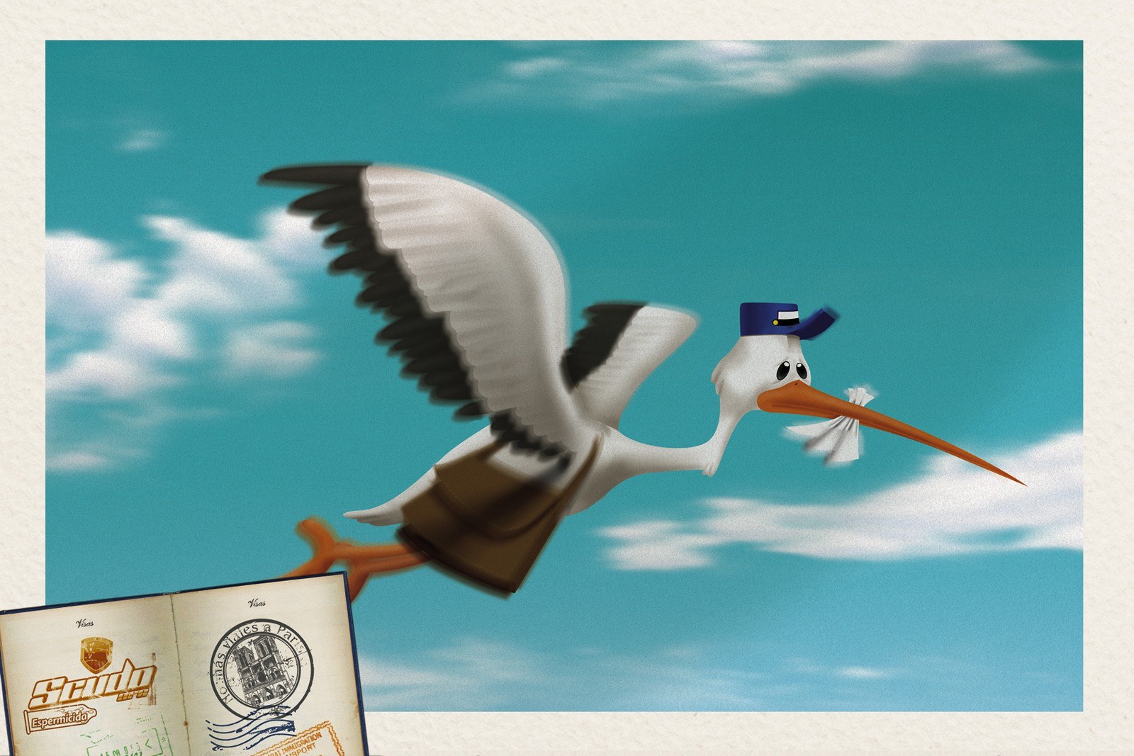 stork delivering a baby