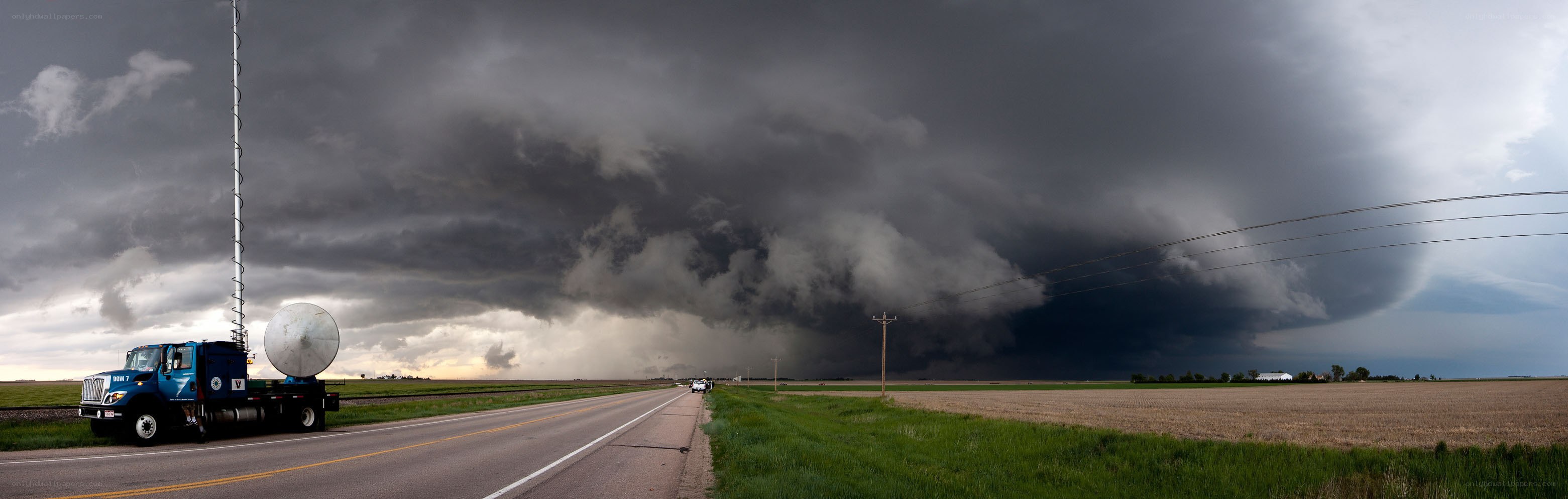 Storm chasing truck on highway