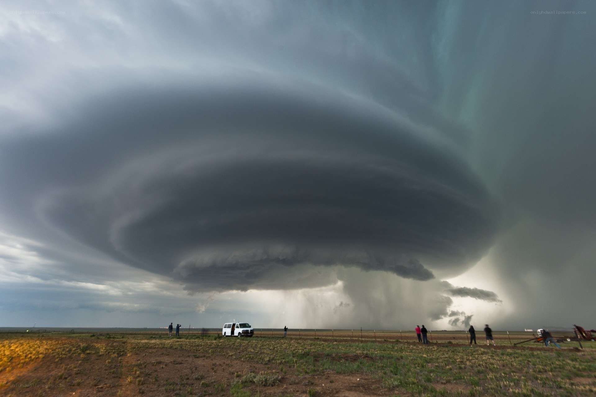Storm chasing under a supercell
