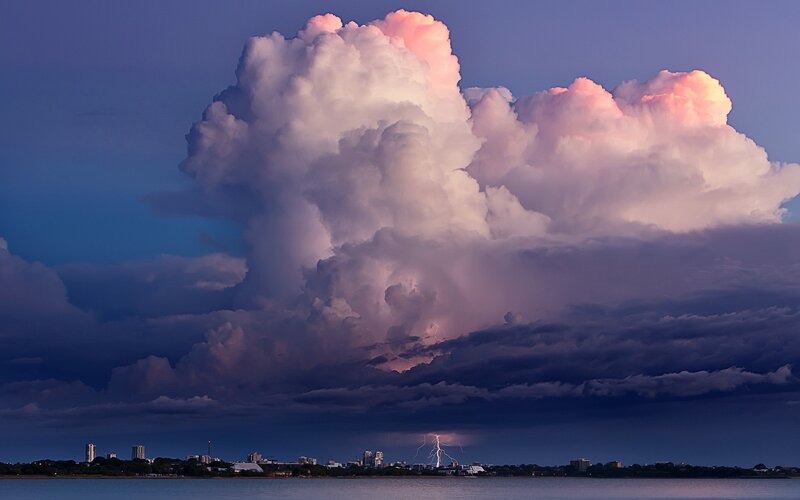 Storm Cloud over City — Blue