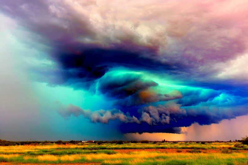 Storm Cloud over Field — Blue, Dramatic, Afternoon