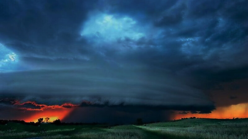 Storm Cloud over Field — Blue, Dramatic