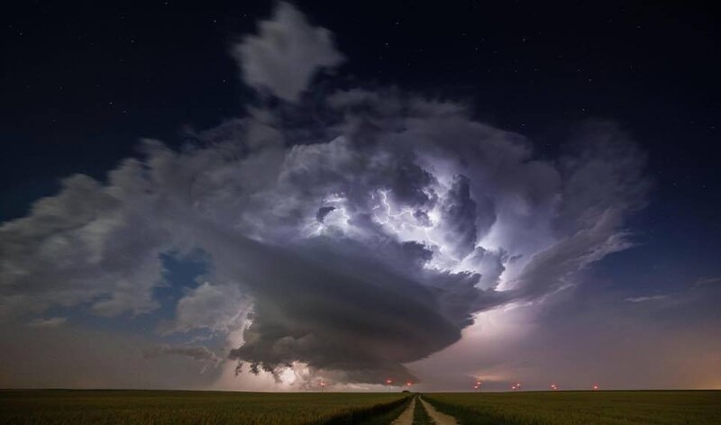 Storm Cloud over Field — Dark Blue