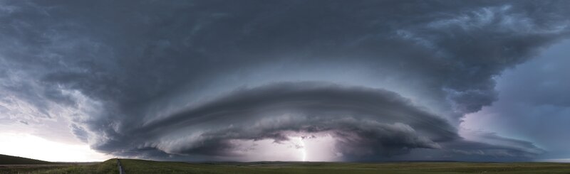 Storm Cloud over Field — Gray, Dramatic, Afternoon, Photograph, Lightning