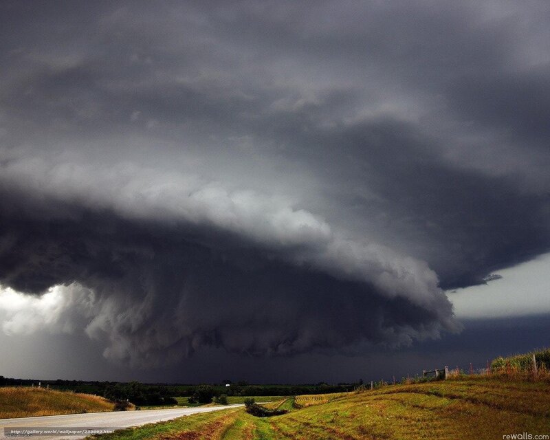 Storm Cloud over Field — Gray, Dramatic, Afternoon, Photograph, Road, Trees
