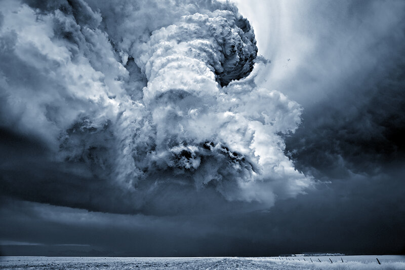 Storm Cloud over Field — Gray, Dramatic, Night