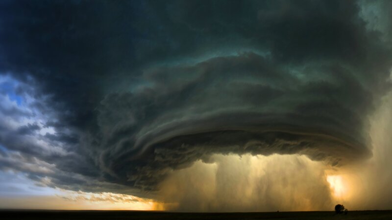 Storm Cloud over Field — Gray, Dramatic, Sunset, Photograph, Clouds