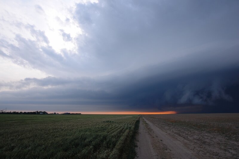 Storm Cloud over Field — Gray, Dramatic, Sunset, Photograph, Dirt Road