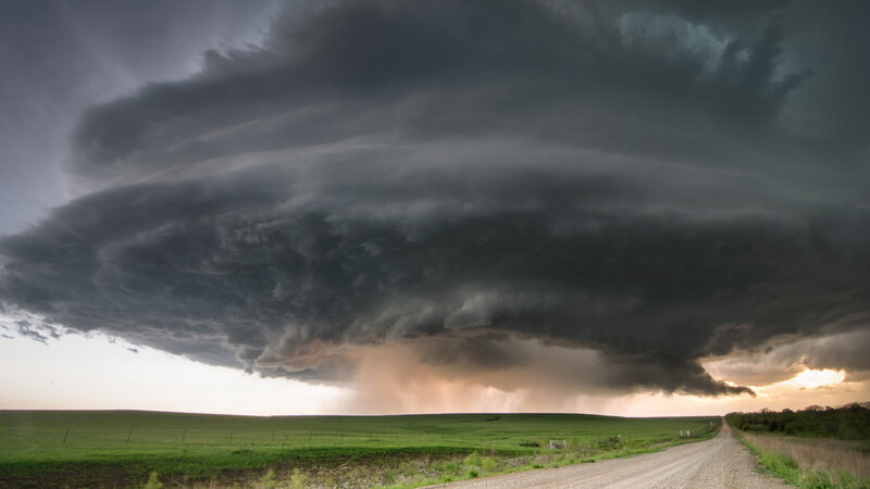 Storm Cloud over Field — Gray, Dramatic, Sunset, Photograph, Road