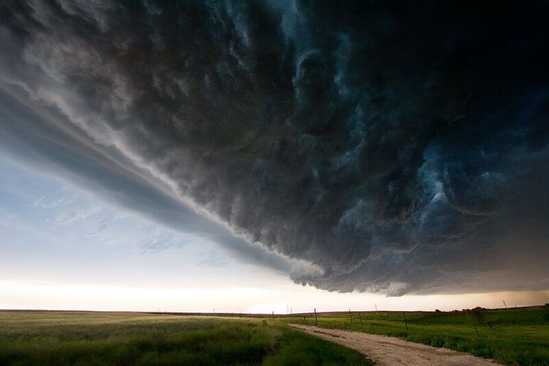 Storm Cloud over Field — Gray, Dramatic, Sunset