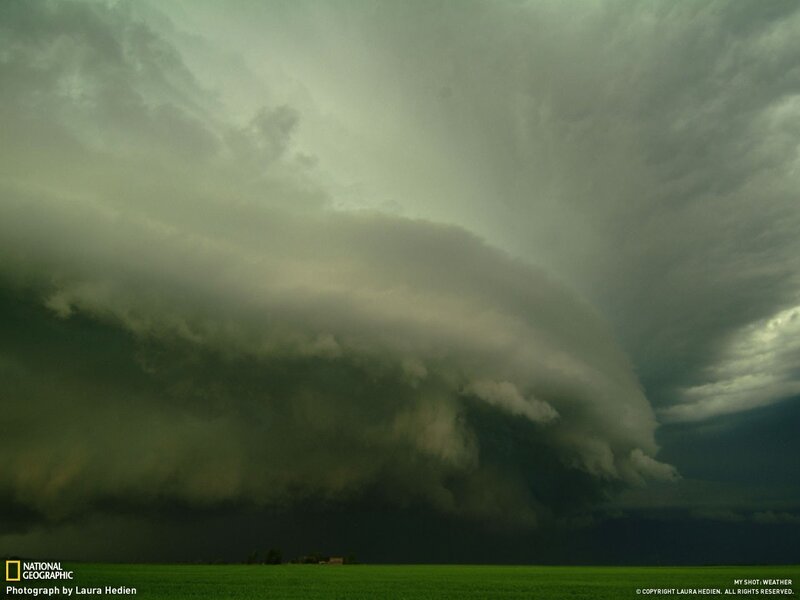 Storm Cloud over Field — Green, Dramatic, Afternoon, Photograph, Clouds, Sky