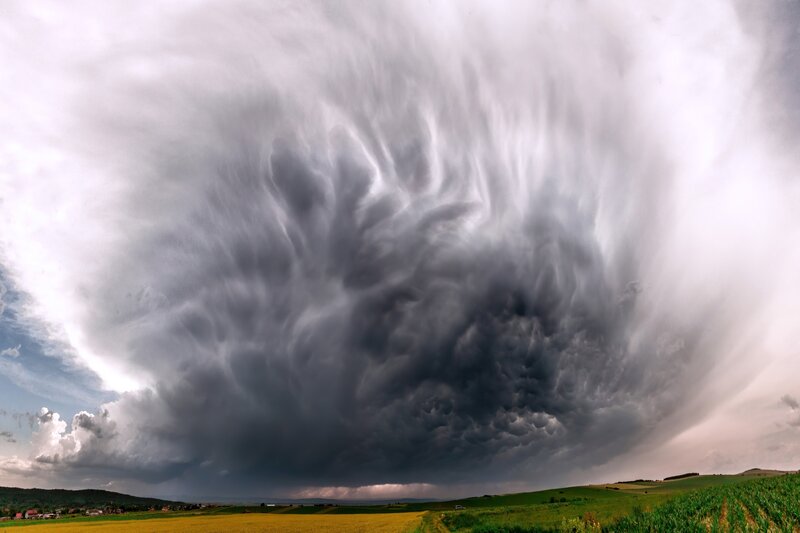 Storm Cloud over Fields — Gray